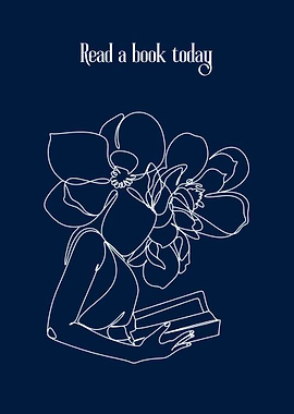 Woman reading with flowers