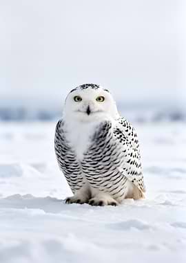 Snowy Owl in Winter Landscape