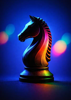 Chess Knight with Rainbow Lighting