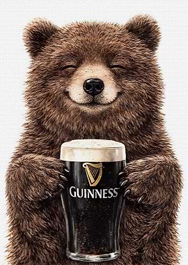 Happy Bear Holding Guinness