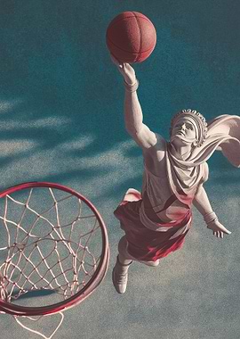 Statue Dunking a Basketball