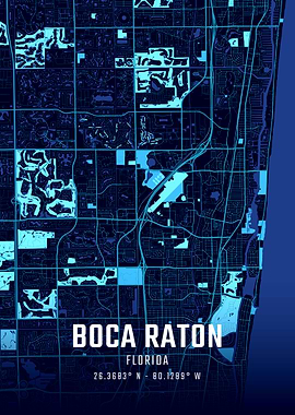 Boca Raton Florida Midnight City Map