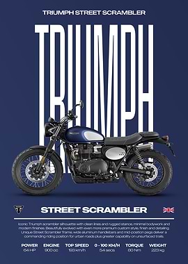 Triumph Street Scrambler Motorcycle Poster