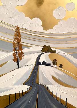 Winter Landscape with Winding Road