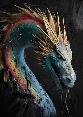 Rainbow Dragon Head Portrait