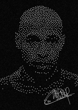 Pixelated Portrait with Signature