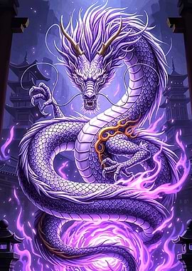 Purple Dragon with Purple Flames