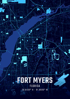 Fort Myers Florida Midnight City Map