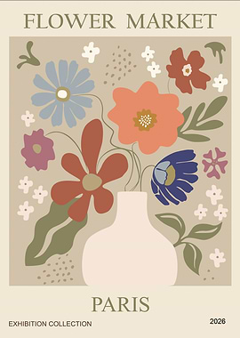 Flower Market Paris Exhibition Poster