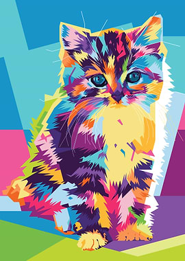 Colorful Pop Art Kitten