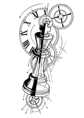 King Chess Piece with Clockwork