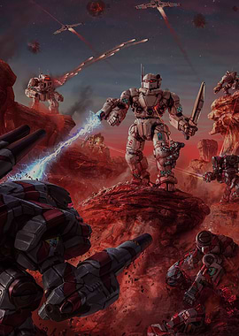Battletech Mechs Battle on Red Planet