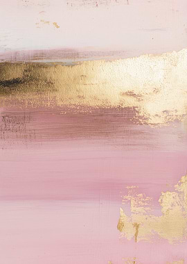 Abstract Pink and Gold Brushstrokes