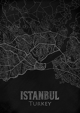 Istanbul Turkey Map Art - Chalk Drawing