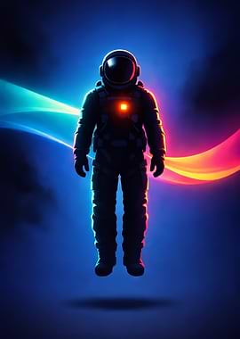 Astronaut in Neon Space