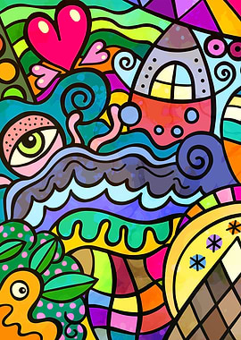 Vibrant Abstract Doodle Art