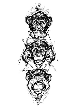 Three Wise Monkeys Tattoo Design