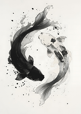 Yin Yang Koi Fish Painting
