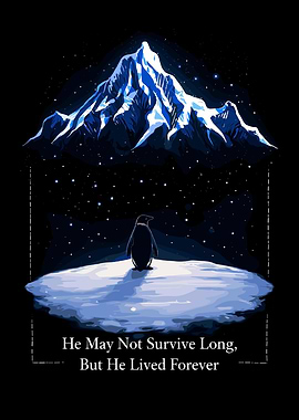 Penguin on Iceberg Under Stars