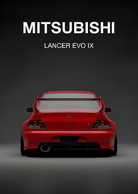 Red Mitsubishi Lancer Evo IX Rear View