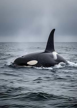 Orca whale breaching in the ocean
