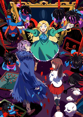 Surreal Anime Scene with Hanging Figures