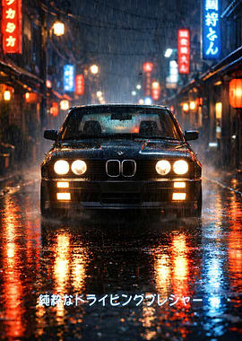 Legend Car in Rainy Japanese Street
