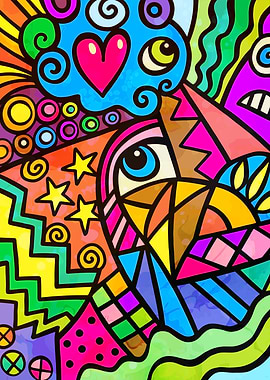 Hand Drawn Vibrant Abstract Doodle