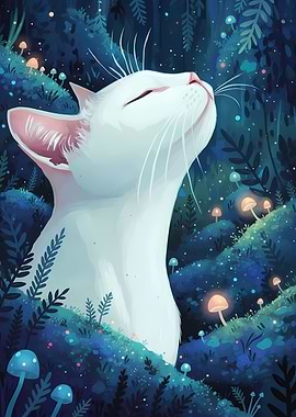 White Cat in Enchanted Forest