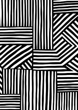 Black and White Geometric Stripe Pattern