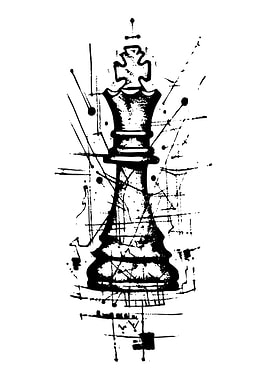 Abstract Chess King Illustration