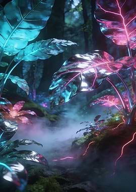 Neon Jungle with Fog