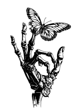 Skeleton Hand Holding Butterfly