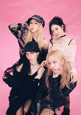 Four stylish women posing aespa