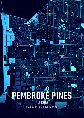 Pembroke Pines Florida Midnight City Map