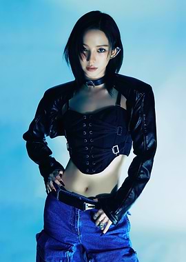 Woman in edgy fashion aespa