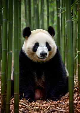 Panda in a Bamboo Forest