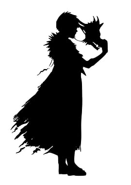 Silhouette of a person holding a mask