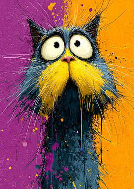 Whimsical Cat with Wide Eyes