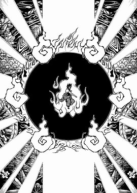 Samurai in Fire Circle