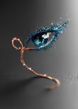 Mystical Blue Eye with Copper Wire