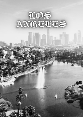 Los Angeles Skyline and Lake