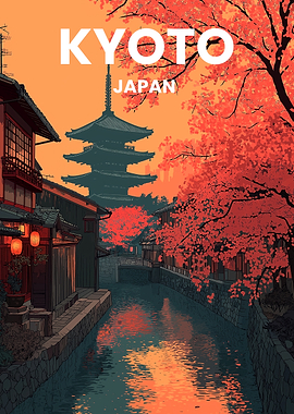 Kyoto Japan Pagoda Canal