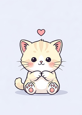 Cute Kitten with Heart