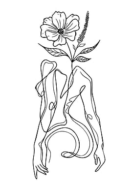 Abstract Floral Figure Line Art