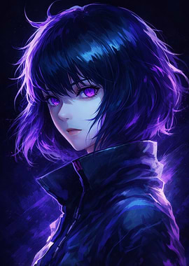 Anime Girl with Purple Eyes
