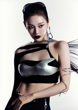 K-pop Idol in Futuristic Black Outfit aespa