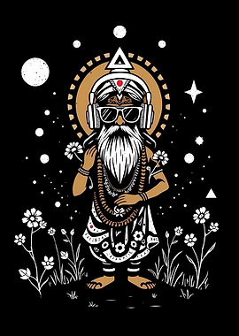 DJ Guru with Headphones and Sunglasses