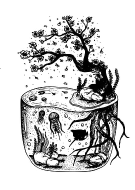 Cherry Blossom Tree in Aquarium