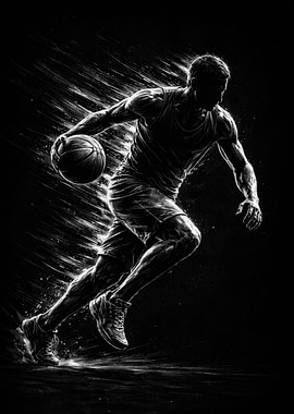 Dynamic Basketball Player Silhouette Motion Art
